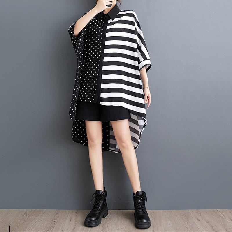 Plus Size Vintage Stripe New In Dresses for Women Casual Loose Summer Shirt Dress