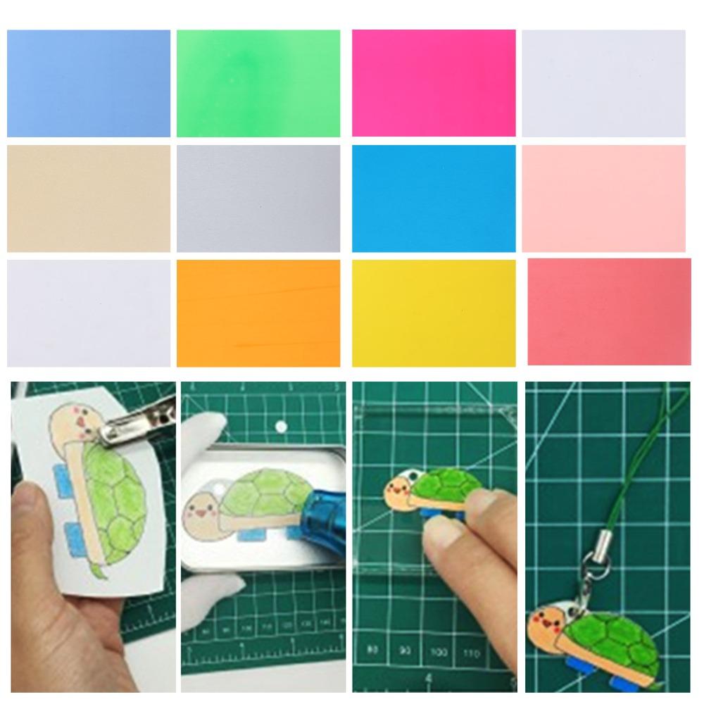 12pcs Colorful Heat Shrink Film Sheets 12 Colors 14.5x20CM Shrink Art Paper Heat Shrink Plastic HandMade Crafts