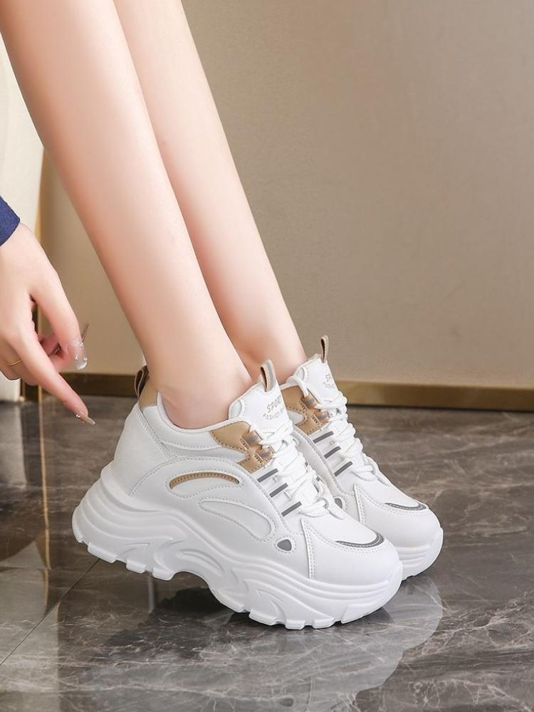 Autumn New Women's Clunky Chunky Sneakers Korean Sole Height Increasing Versatile Casual Breathable Thick Shoes for Women