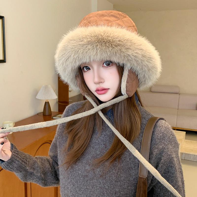 Women S Plush Earmuff Fisherman Hat Warm Windproof Winter Hat