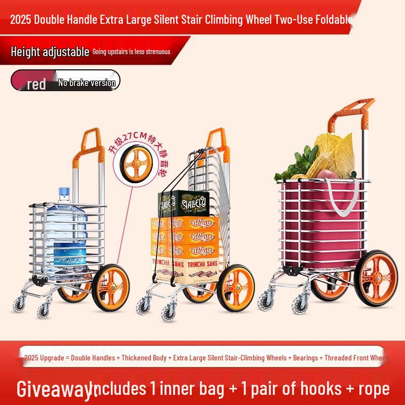 Giantex Folding Stair Climbing Grocery Cart - Lightweight, Portable & Hand-Pulled for Seniors