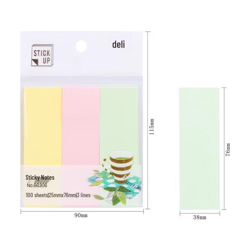 Deli 66306 Student Sticky Notes - Mixed Colors (6-Pack)