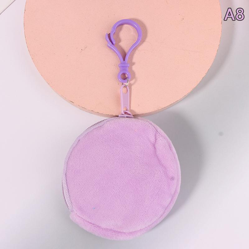

Круглый плюшевый кошелек для монет конфетного цвета для женщин, милый однотонный чехол для мелочи, кошелек, брелок, портативные сумки для хранения наушников