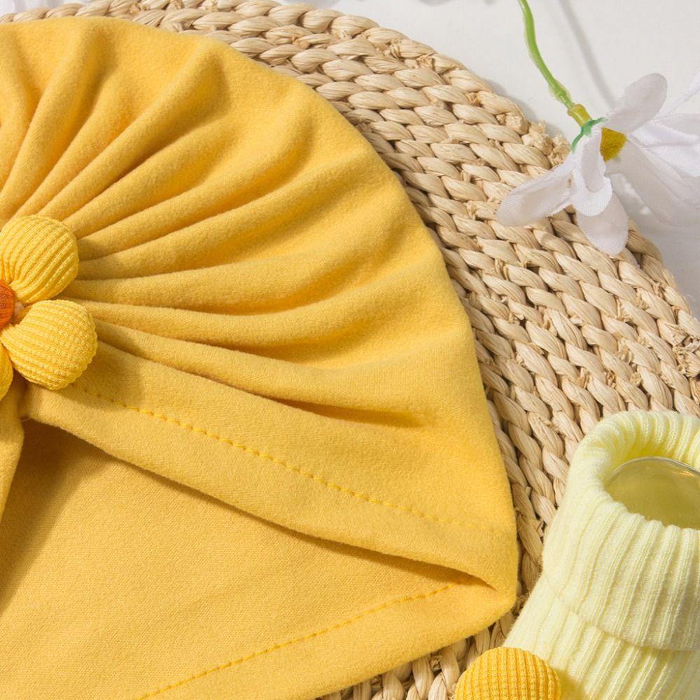 Bequeme Neugeborenenmütze mit Socken Weich Gestrickt Kleinkind Kinder Turban Baby Mütze Socken Set Foto Requisiten