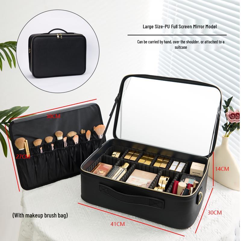 Women's LED Light Makeup Bag with Mirror 2025 – Large Capacity Handheld Cosmetic Storage Box