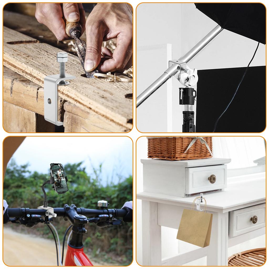 2Pcs C-Clamp 304 Stainless Steel Tiger Clamps 65mm Heavy Duty Welding Clamp with Wide Jaw Openings Durable Woodworking Clamp for