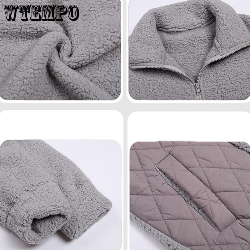 Women's Fall and Winter Long-sleeved Cardigan Zipper Plush Splicing Ladies Short Jacket