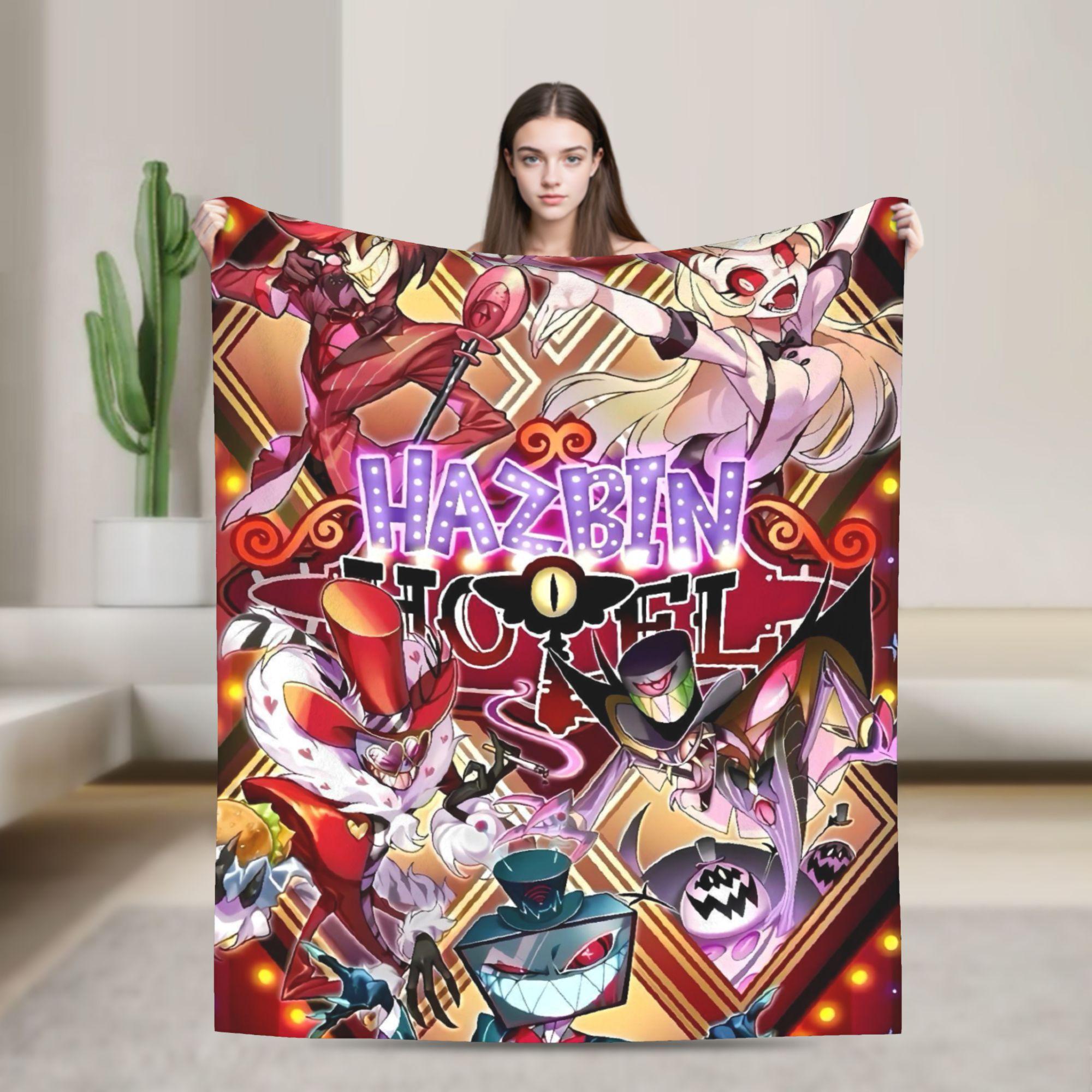 

VOX H-Hazbin Hotel Аластор Игровые Одеяла Теплое Мягкое Узорчатое Плюшевое Одеяло для Путешествий на Открытом Воздухе Фланелевое Покрывало Покрывало для Кровати 130x150cm