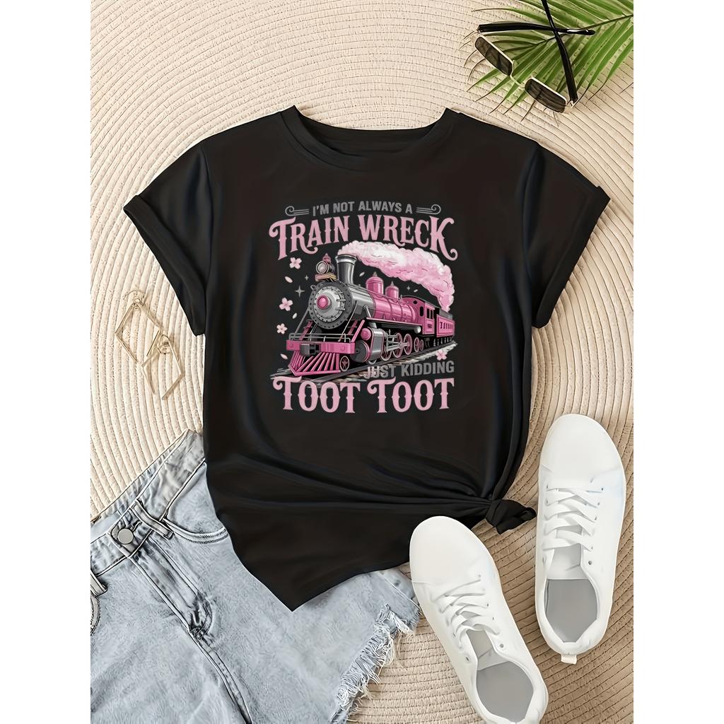 Train Wreck Toot Toot Funny Graphic Tee Men's Casual Short Sleeve T-Shirt