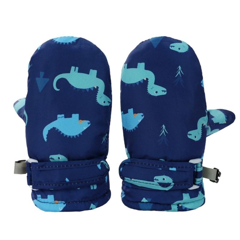 

Дитячі утеплені снігові рукавиці з милим динозавром, водостійкі рукавиці для катання на лижах та сноуборді, вік 1-10 років L темно-синього кольору