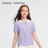 Balabala Girls' 2026 Summer Doll Collar Short Sleeve T-Shirt