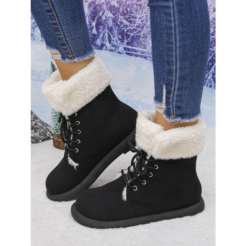 Winter New Block Heel Snow Boots Warm Fleece Lined