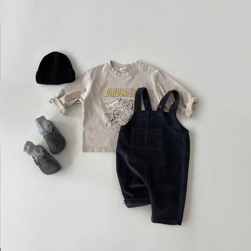 Autunno Inverno Bambino Neonati maschi Solido Velluto a coste Bretelle Pagliaccetto Bambini Tutina Vestiti della tuta