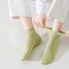 Summer Sweat-absorbing and Breathable Thin Solid-color Cotton Socks for Women, Double-needle Combed Cotton Short Socks for Women
