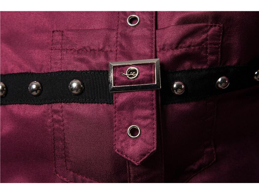 Cămașă cu mâneci lungi cu guler turn-down, cu nituri și aplicații, mărime europeană pentru bărbați - Costum de scenă Toamnă/Iarnă 2020 C99