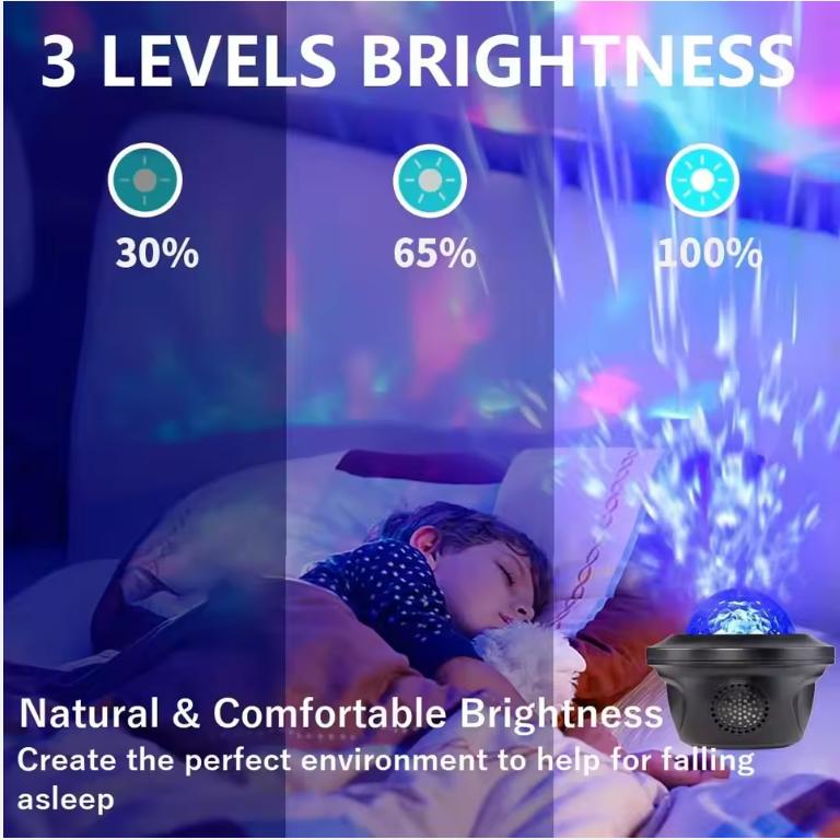 2025 Galaxy Projektor LED Sternenhimmel Bluetooth Musik USB Fernbedienung Stern Nachtlichter Aurora Nebel Ozeanwelle Ausgefallen Romantisch Kinderlampe