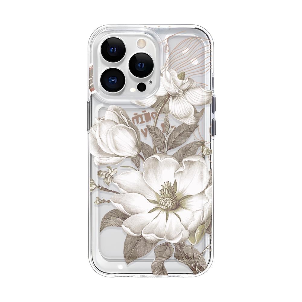 

Women White Flower Retro oil painting Phone Case For iPhone 17 16 15 14 13 12 11 Pro Max 16E 17 Air Shockproof Cover iPhone 11 Pro Max