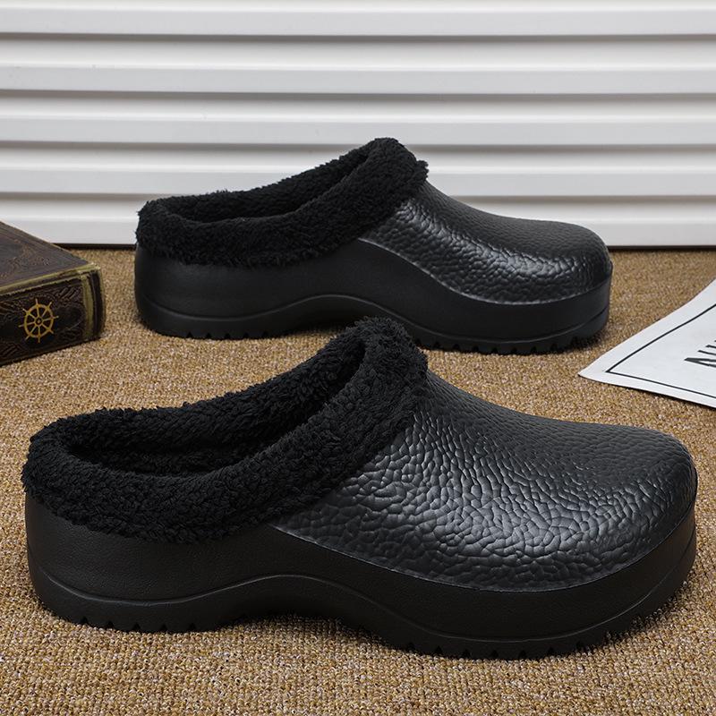 Heren Gesloten Teen Katoenen Pantoffels 2025: Warm, Antislip, Waterdicht, Dikke Zool voor Binnen/Buiten