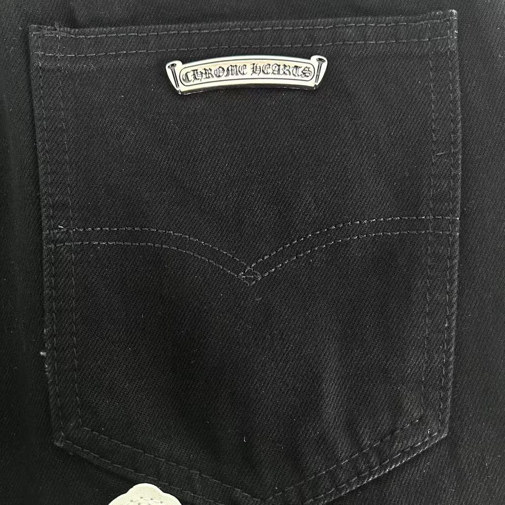 9902 CHROME HEARTS Pánské a dámské trendy džíny v americkém stylu s látkovými nášivkami, ležérní a módní high street kalhoty