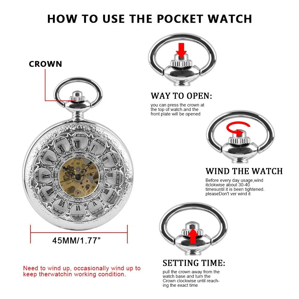 NEW PJX1720 Vintage Watch Hand Winding Mechanical Pocket Watch Luxury Design Half Hunter Pocket Clock Gifts for Men Women