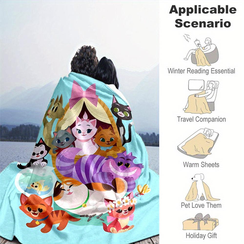 1pc, Aristocats Cats Throw Blanket Cute Design for Home Decor, Gift Idea, Living Room, Travel, Camping