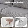 Modular Corduroy Sofa for 4 People (with 2 Stools), Freely Combinable, Including Drink Holder and Storage Pocket, Ideal for Living Room. Light Gray