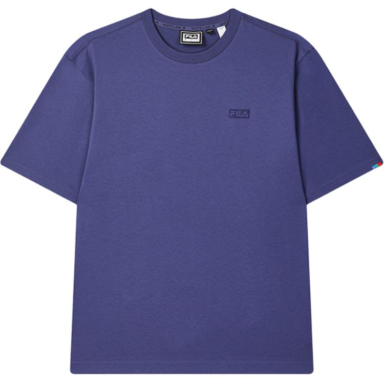 

Fila Оригинальная простая повседневная хлопковая футболка свободного кроя с коротким рукавом, мужские топы, леди-голубой F51M529109F-BU L