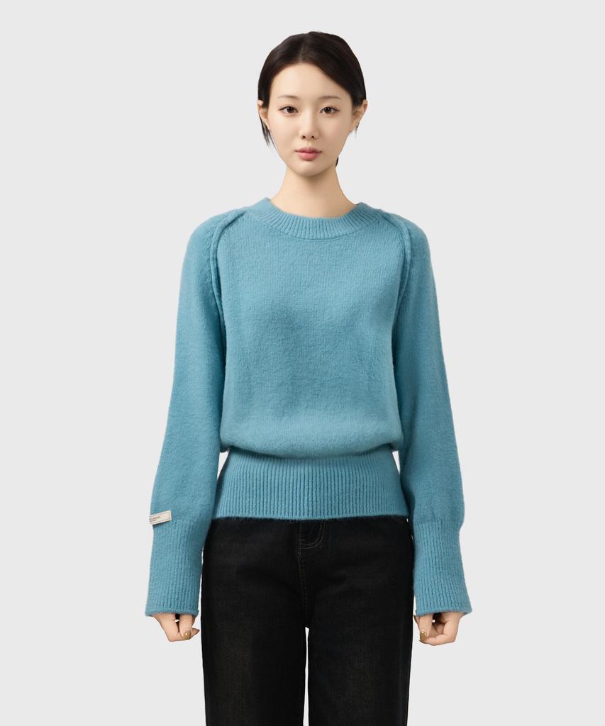 Keulleiseu Tana Semi-Crop Knit Sweater_Sky Blue