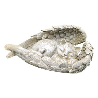 Angel Dog Cat Decoration Statue Resin Pet Memorial Statue Outdoor Garden Home Ornament Sleeping Angel Wing Sculpture