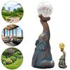 Elephant Statues with Glass Ball Garden Sculpture with LED Light Crafted Elephant Lamp Outdoor Statue Unique Housewarming Gifts