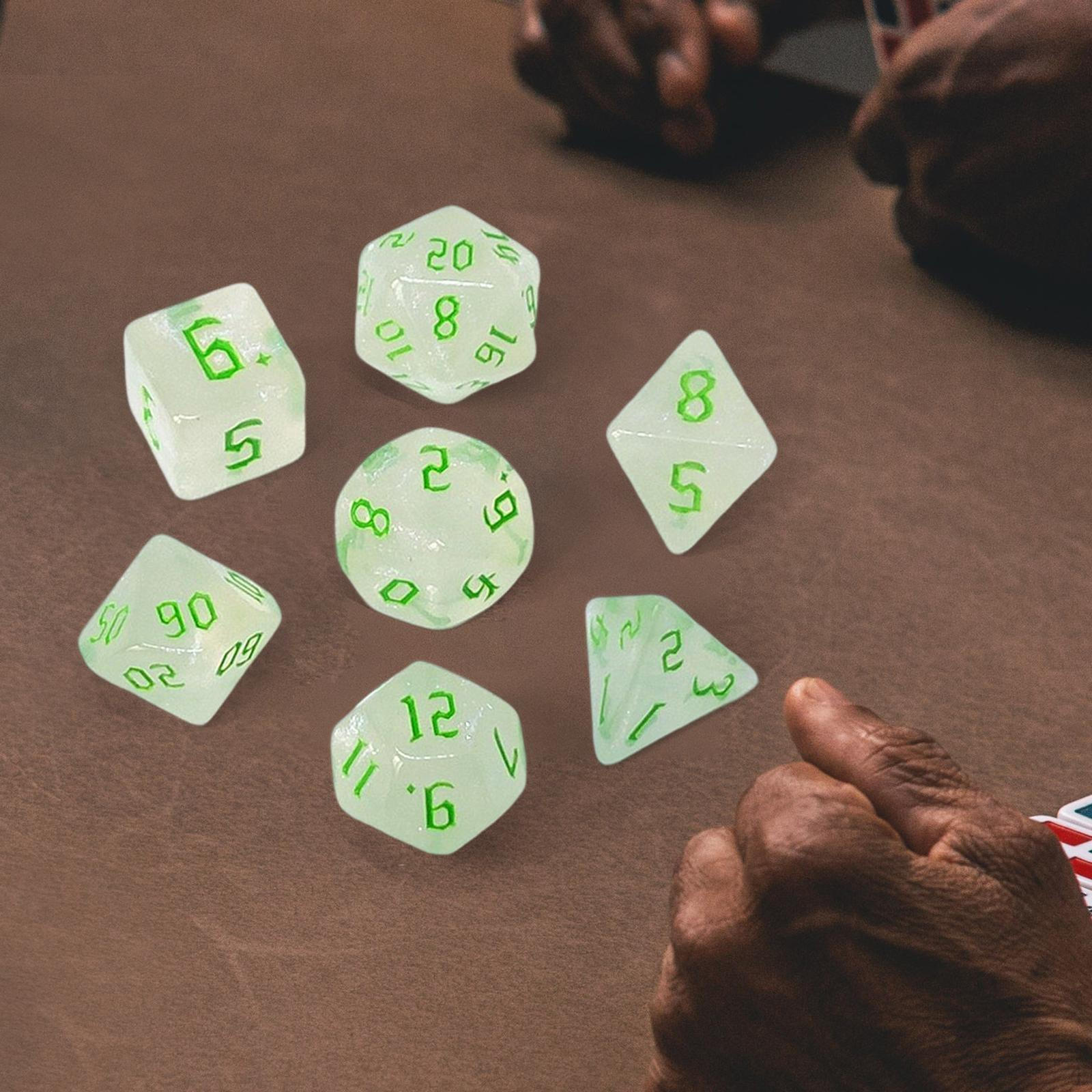 7Pcs Polyhedral Dices Set Table Game for Role Playing Family Gathering Party Favors Green