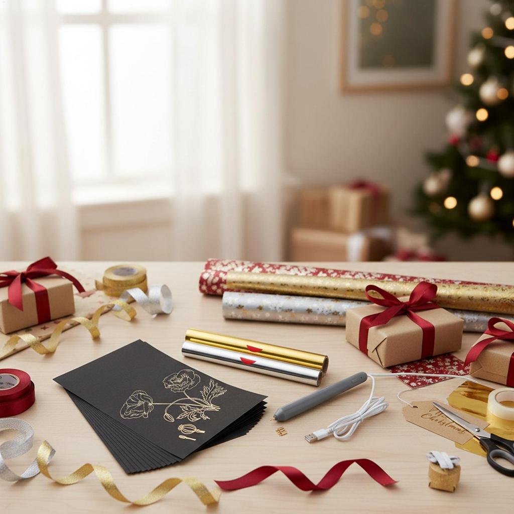 Hot Foil Stamping Pen with 4 Metal Tips Gold Foil Transfer ToolDIY Craft Tool for Scrapbooking Leather Card Making, Teens Adult