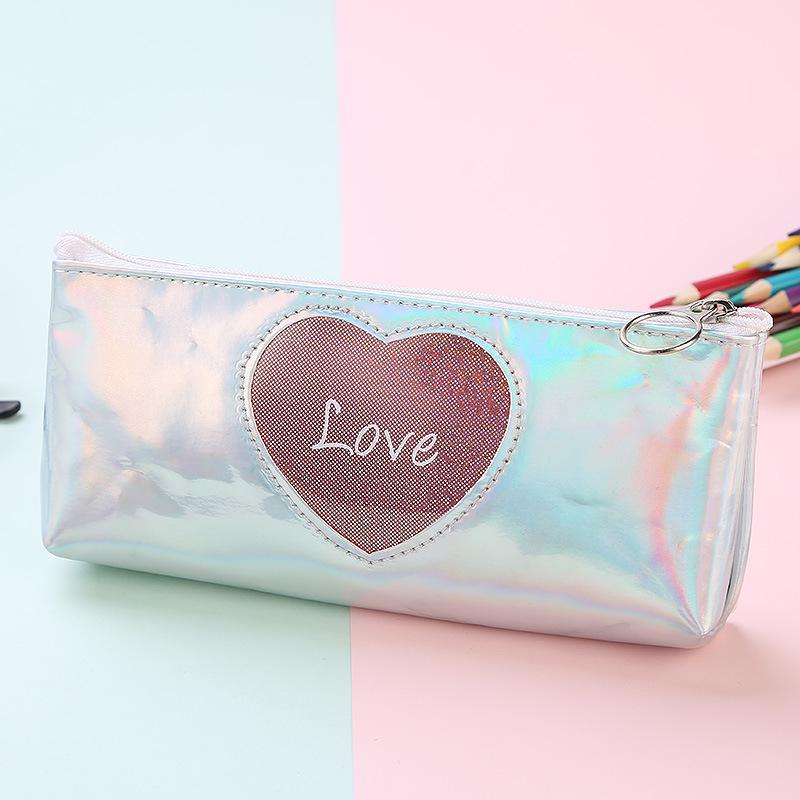 1 Pcs Kawaii Pencil Case Laser love Estuches School Pencil Box Pencilcase Pencil Bag School Supplies Stationery