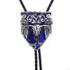 Bull Enamel Pattern Bolo Tie Western Cowboy Vintage Handmade Mens Accessories