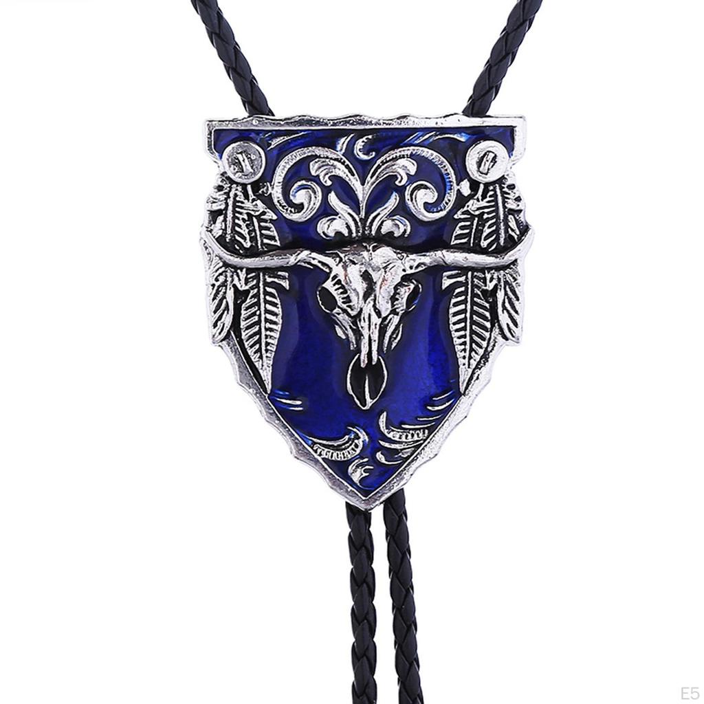 Bull Enamel Pattern Bolo Tie Western Cowboy Vintage Handmade Mens Accessories