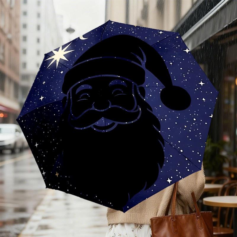 Santa's Starry Night Adventure: Automatic Opening/Closing Umbrella Outdoor Protection, Travel Accessory, Lightweight & Durable 113