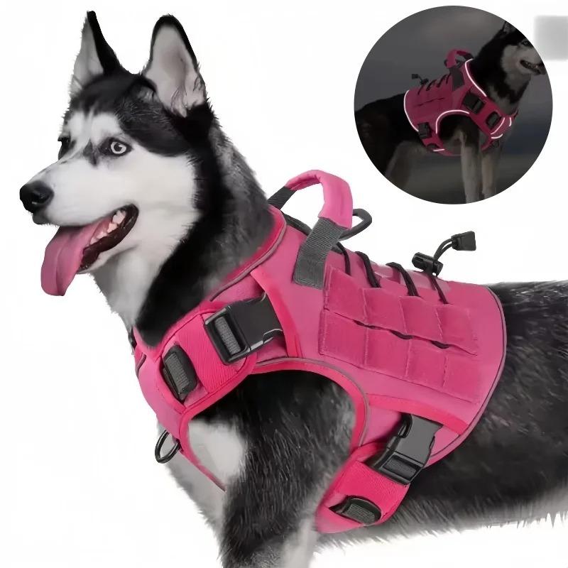 Taktisches Hundegeschirr für große Hunde Verstellbar Kein Ziehen mit Griff Reflektierende Militärweste für Labrador Sibirischer Husky.
