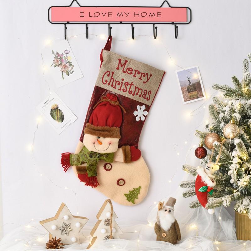 

Large Christmas Stockings and Candy Gift Bags with Santa Claus Ornaments
