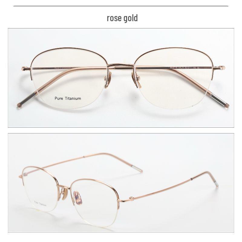 M6716S Unisex Retro Semi-Rimless Pure Titanium Eyeglass Frame - Prescription-Ready