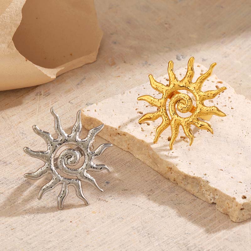 Stainless Steel Metal Sun Shape Open Rings For Women Vintage Gold Color Sunflower Adjustable Finger Rings Jewelry Accessories