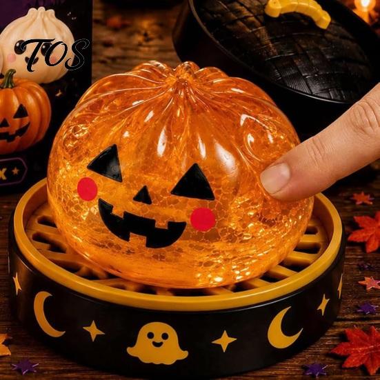 Holiday Party Favors 1/5Pcs Halloween Dumpling Squeeze Toy with Steamer, Pumpkin Eyeball Ghost Kids Toys Skull Fidget for Relieve Stress, Anxiety