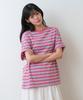 Sayu Striped Biscuit Short Sleeve T-Shirt Pink