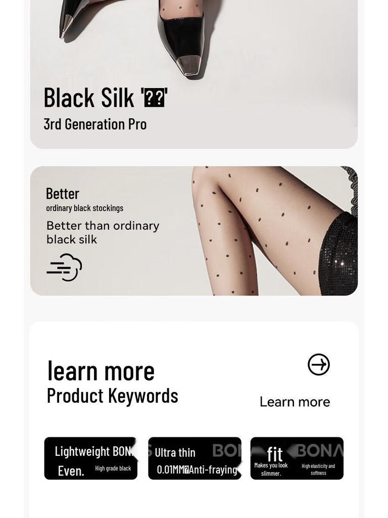 Langsha Women's Ultra-Thin Polka Dot Anti-Snag Pantyhose