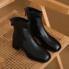French Thick Heel Small Short Boots Women's 2025 New Martin Boots Fashion Soft Leather Square Head Versatile Medium Boots Fashion Boots