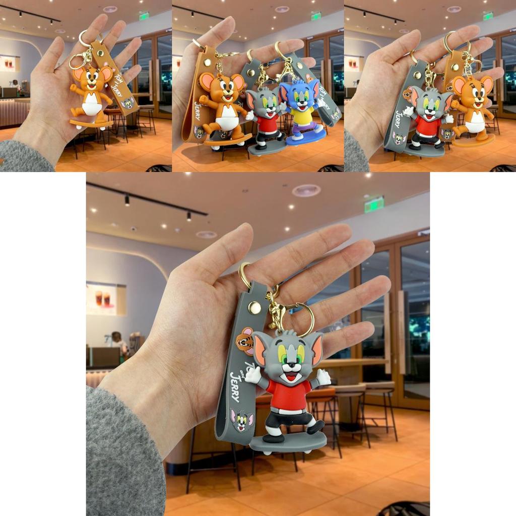 Entzückender Tom und Jerry Gummi Schlüsselanhänger Cartoonfigur Schlüsselanhänger für Jungen und Mädchen