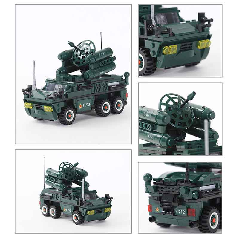 Moc 493Pcs Anti Aircraft Missile Vehicle World War Ii Military Tank Armored Vehicle Model Building Blocks Children'S Toy