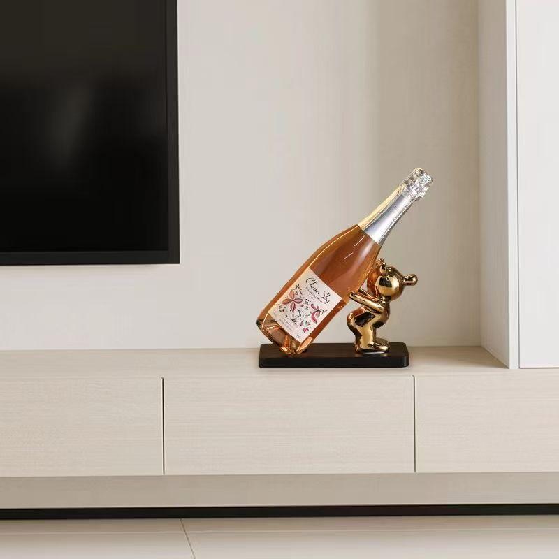 Ceramic Bubble Bear Wine Bottle Holder Countertop Storage Stand for Wedding Party Home Decor