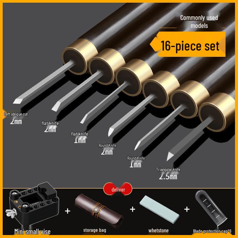 Carving Knife Set: Woodworking Tools, Student Woodcut Art, Walnut Carving Seal