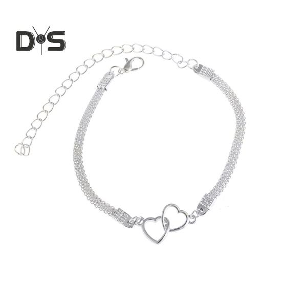 

Женский браслет на щиколотку с подвеской в виде сердца, регулируемый дизайн, сверхлегкий металлический браслет на щиколотку, ювелирное украшение в подарок серебряный