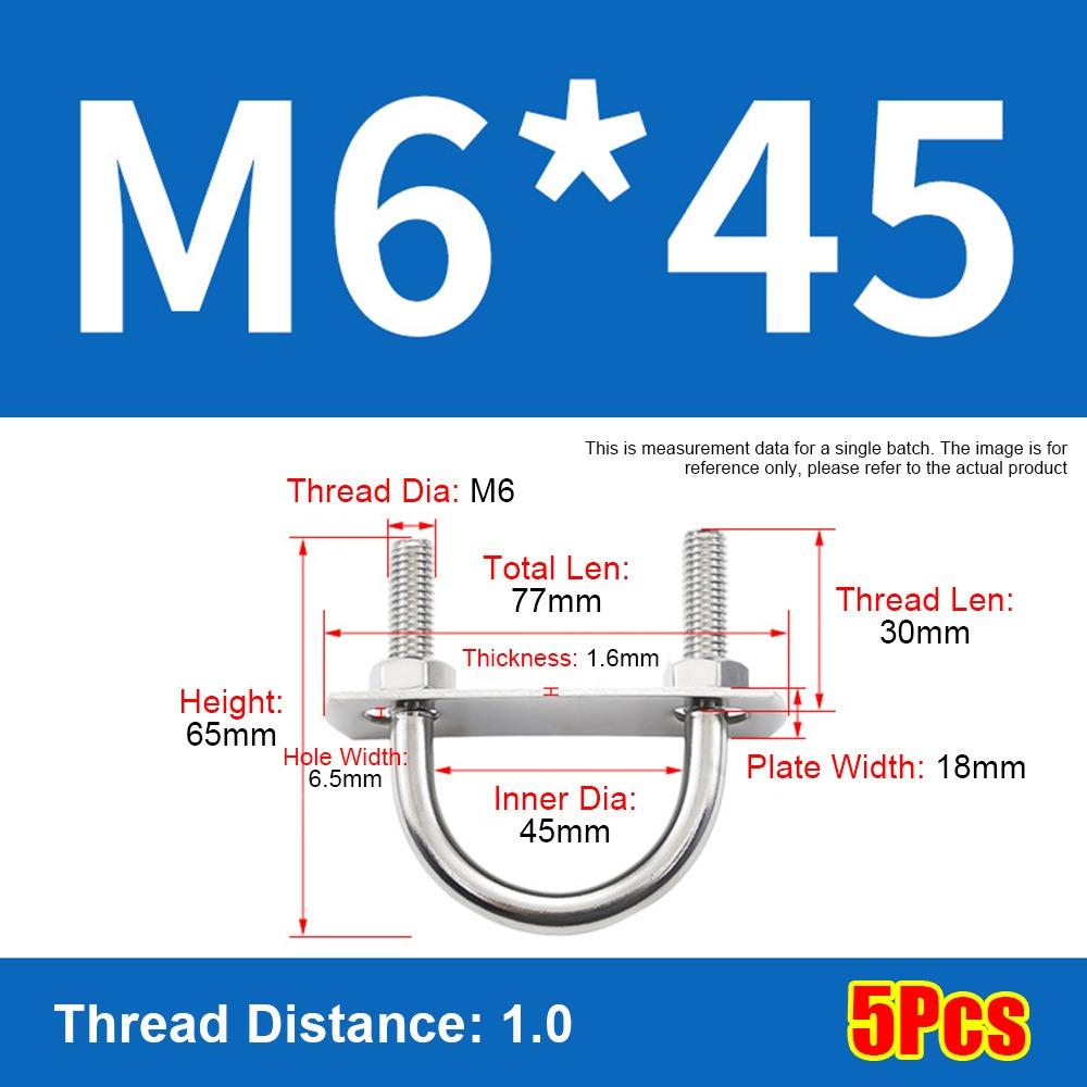 1Set Screws M6 Round Tube Clamp 304 Stainless Steel Right Angle U-bolt Round Bolt  for Round Tube